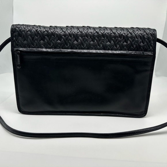 Etienne AIGNER Vintage Genuine Soft Buttery Leather Woven Crossbody Black Bag - Picture 7 of 16